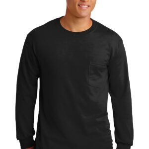 Gildan ®  – Ultra Cotton ®  100% Cotton Long Sleeve T-Shirt with Pocket.  2410