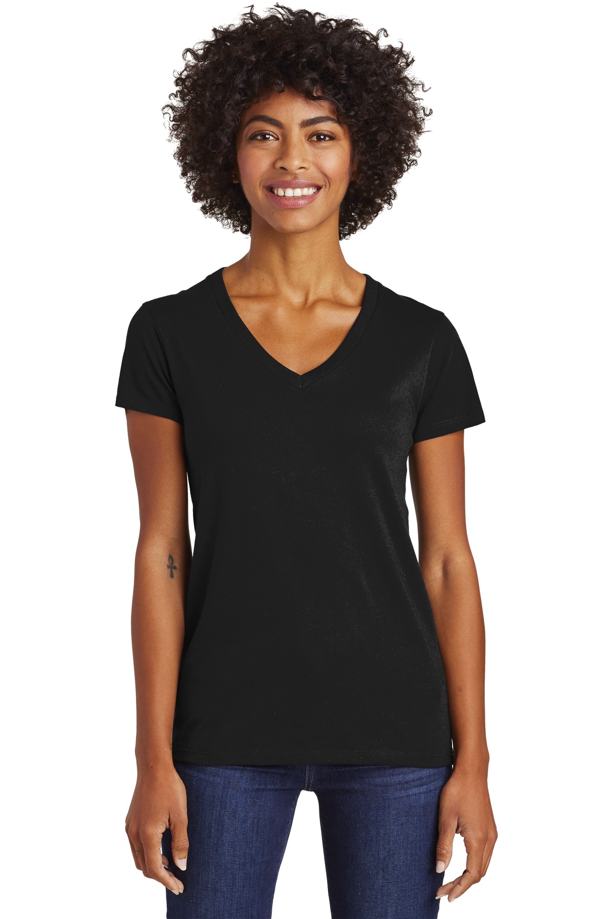 Alternative Women's Runaway Blended Jersey V-Neck Tee. AA6046