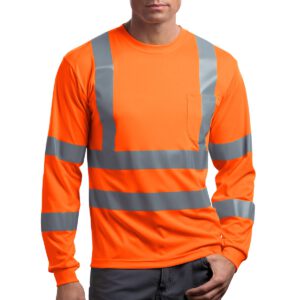 CornerStone ®  – ANSI 107 Class 3 Long Sleeve Snag-Resistant Reflective T-Shirt. CS409