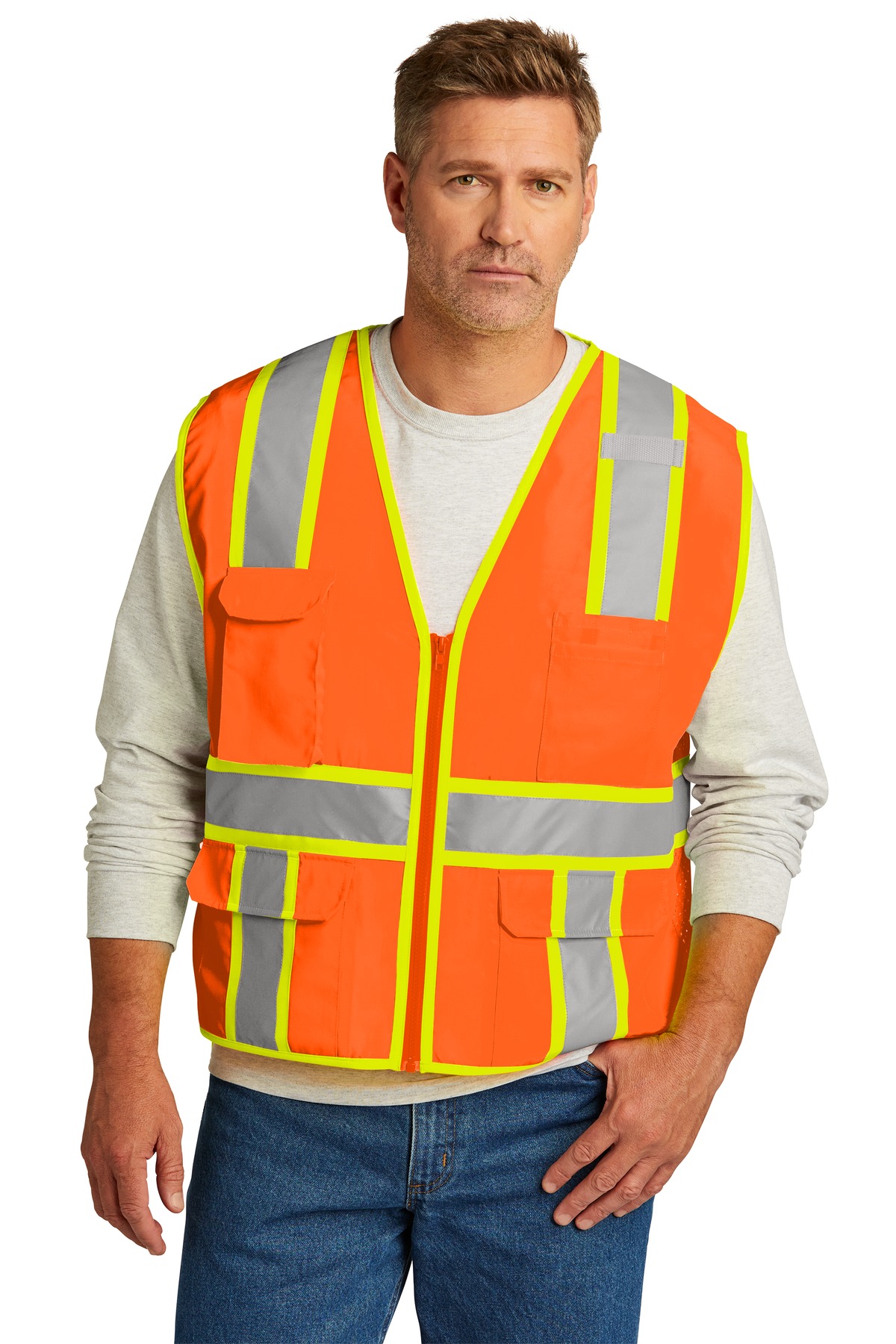 CornerStone  ®  ANSI 107 Class 2 Surveyor Zippered Two-Tone Vest. CSV105