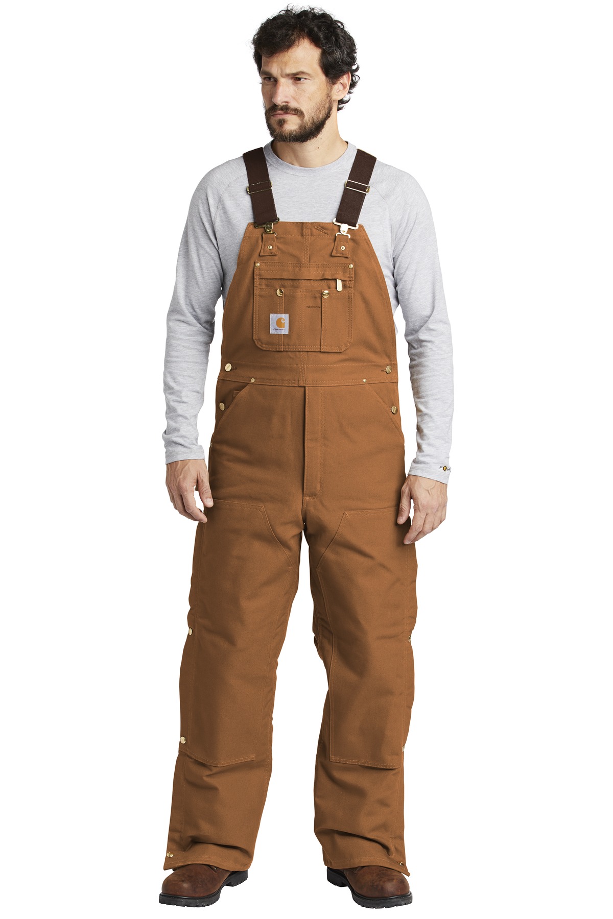 Carhartt  ®  Duck Quilt-Lined Zip-To-Thigh Bib Overalls. CTR41