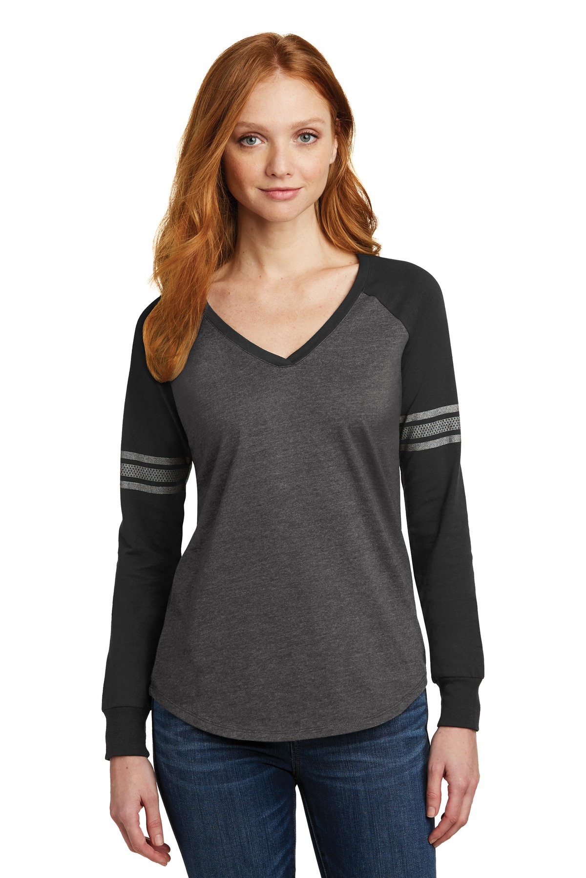 District  ®  Women's Game Long Sleeve V-Neck Tee. DM477