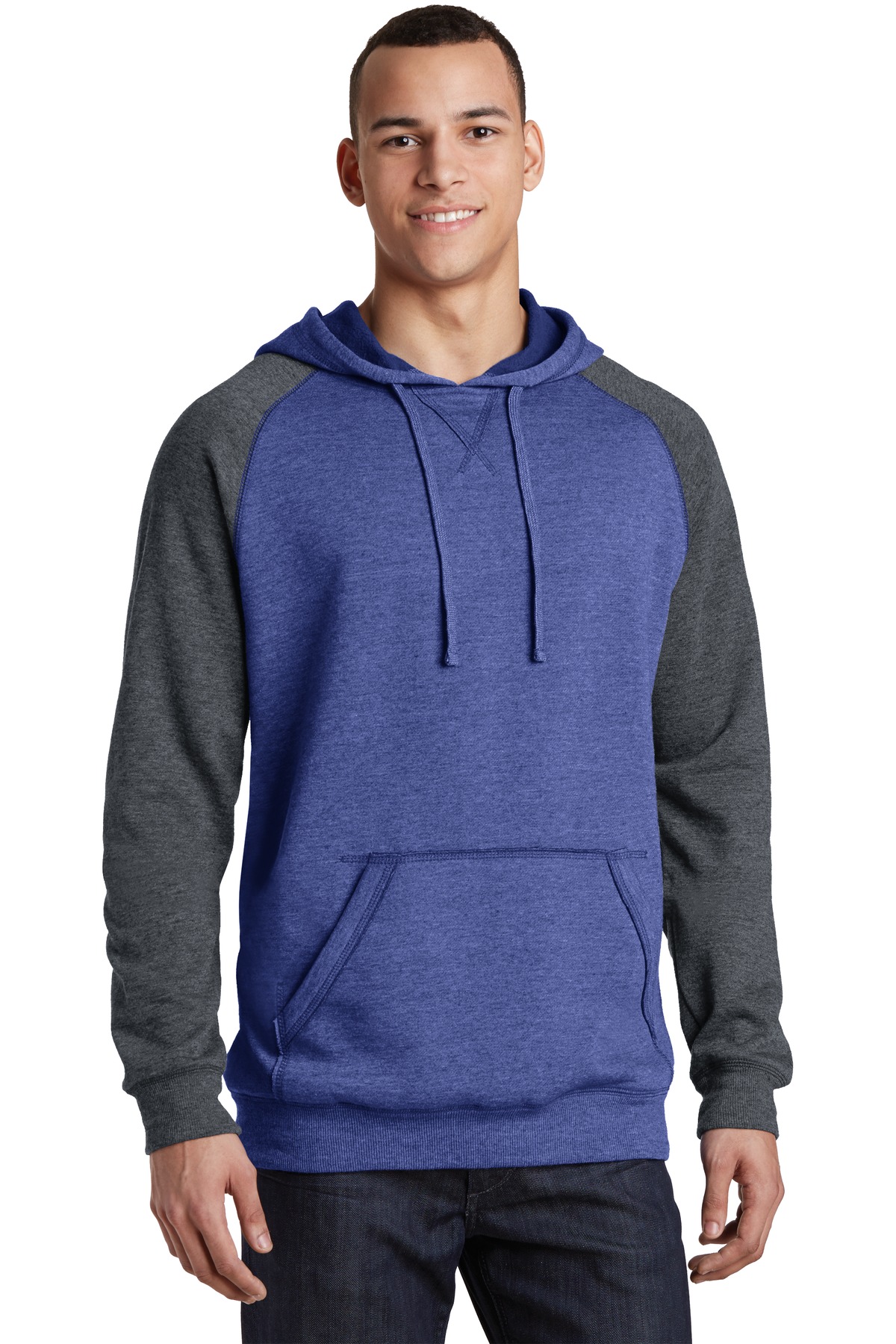 District ®  Young Mens Lightweight Fleece Raglan Hoodie.  DT196