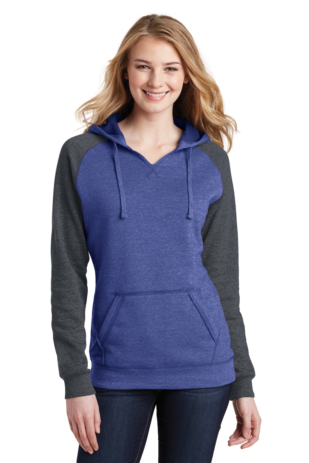 District ®  Women's Lightweight Fleece Raglan Hoodie.  DT296