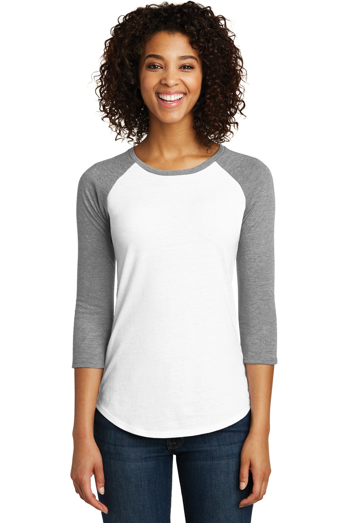 District ®  Women's Fitted Very Important Tee ®  3/4-Sleeve Raglan. DT6211