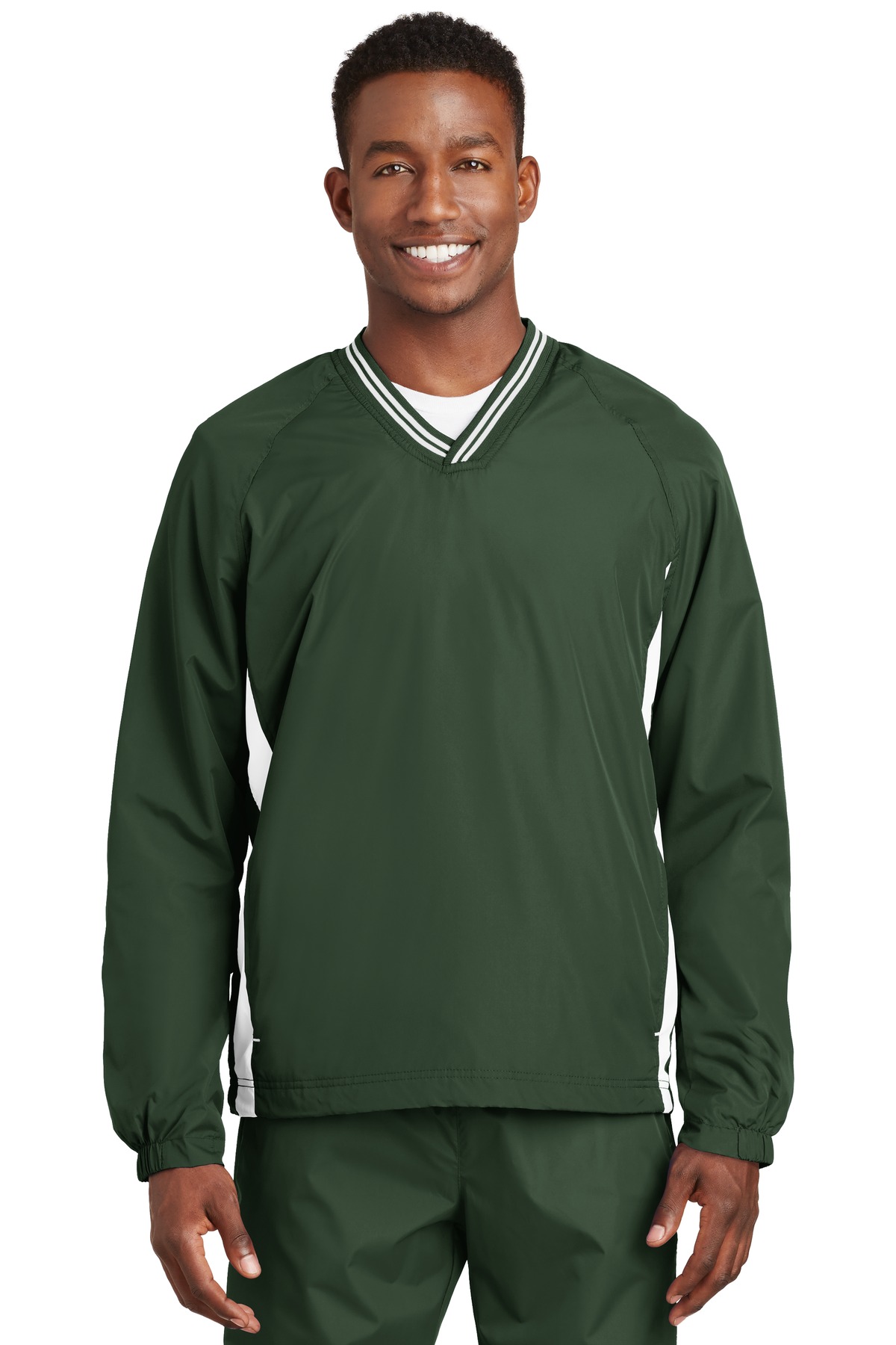 Sport-Tek ®  Tipped V-Neck Raglan Wind Shirt. JST62