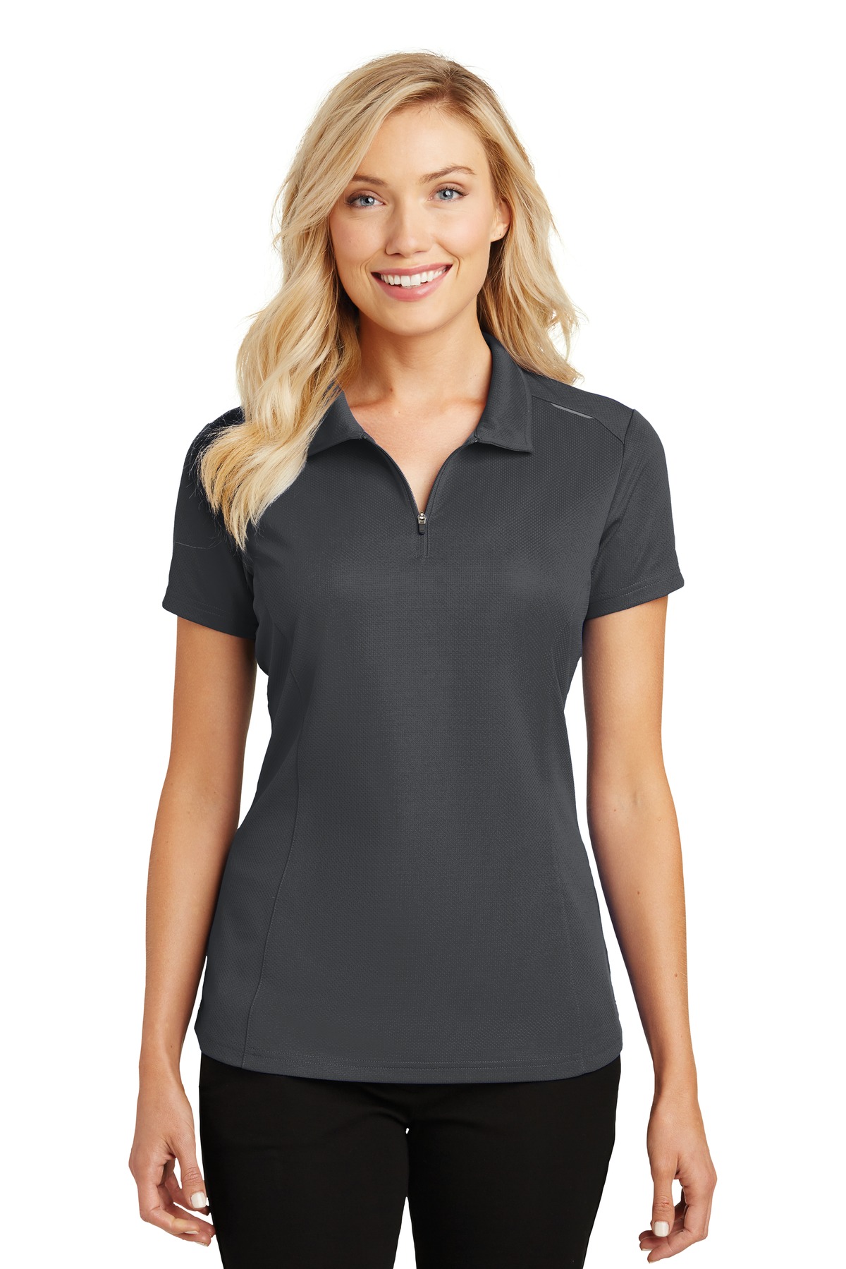 Port Authority ®  Ladies Pinpoint Mesh Zip Polo. L580