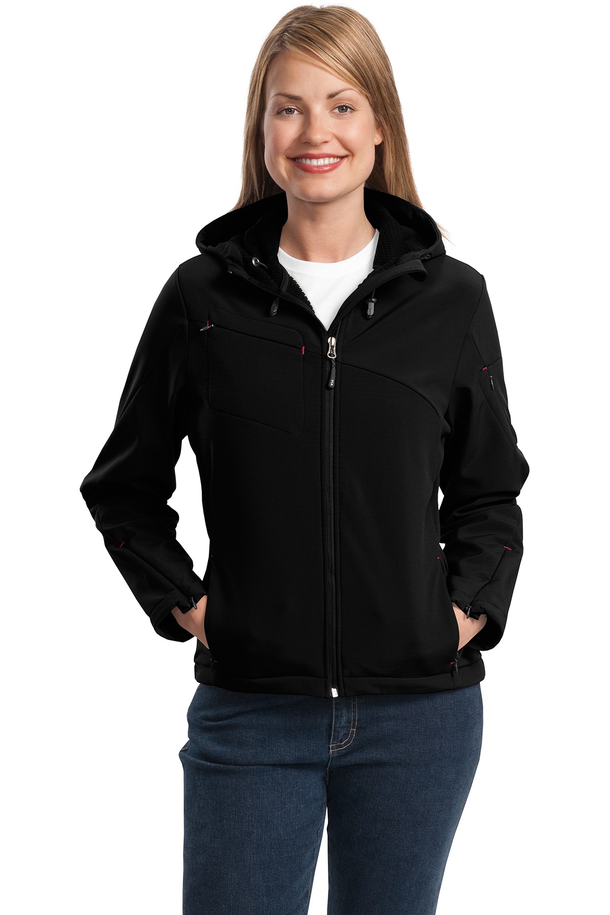 Port Authority ®  Ladies Textured Hooded Soft Shell Jacket. L706