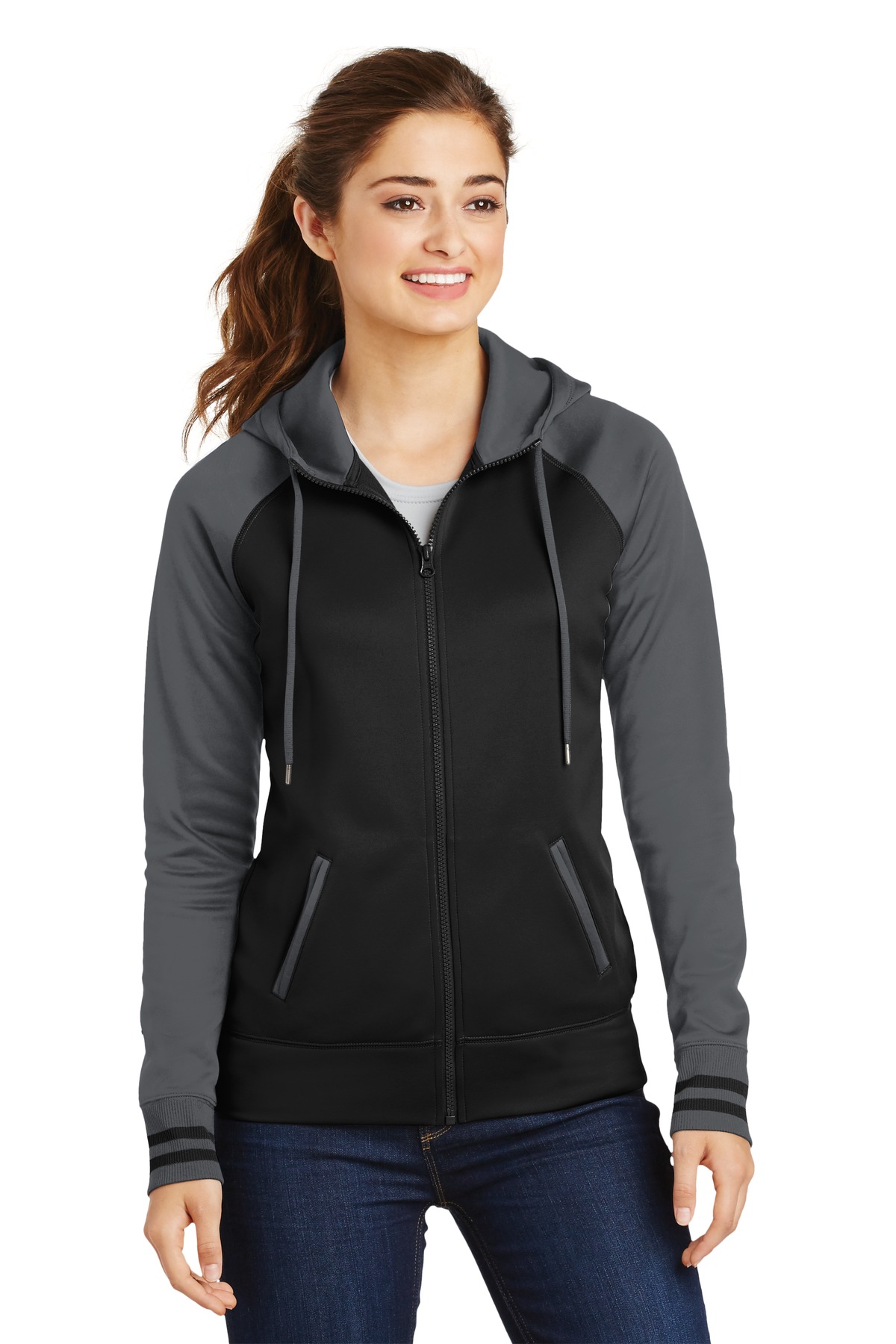 Sport-Tek ®  Ladies Sport-Wick ®  Varsity Fleece Full-Zip Hooded Jacket. LST236