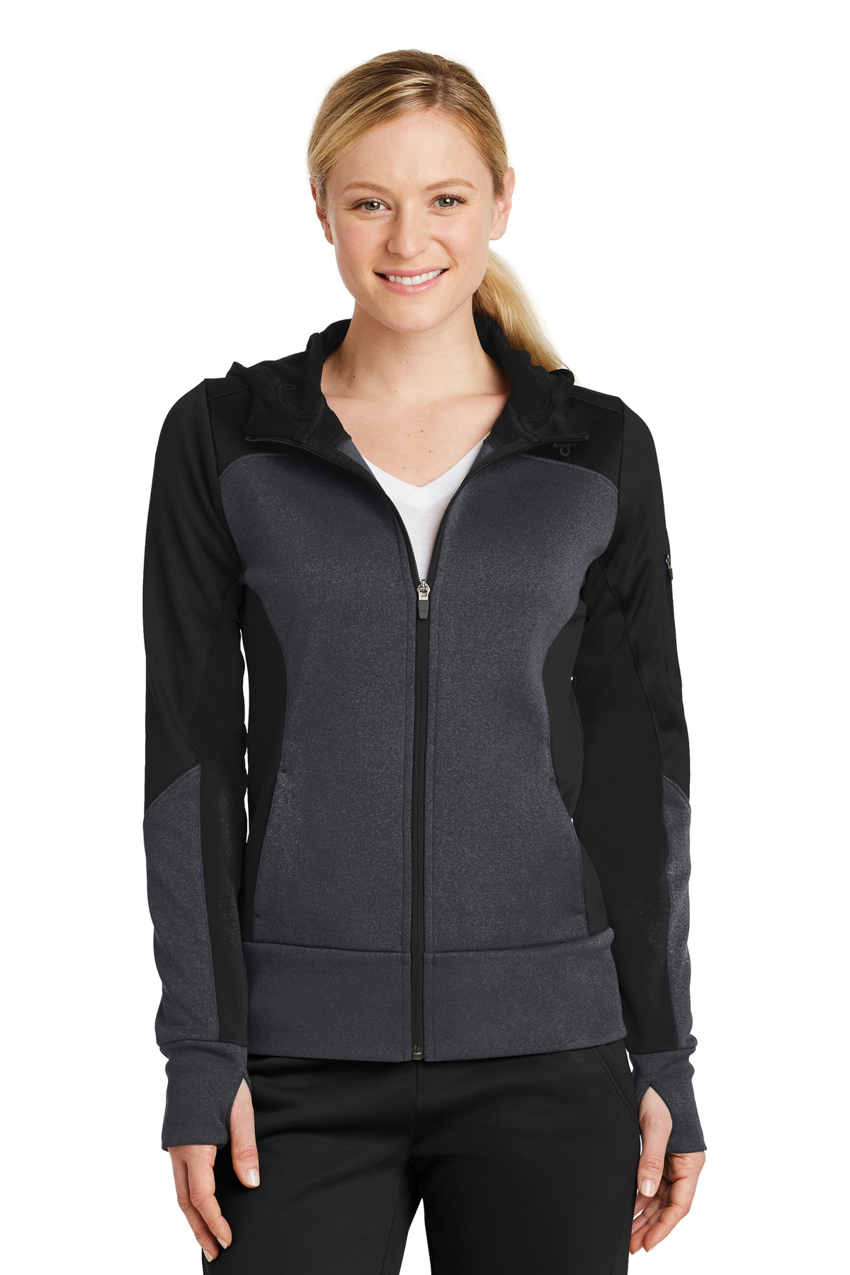 Sport-Tek ®  Ladies Tech Fleece Colorblock Full-Zip Hooded Jacket. LST245