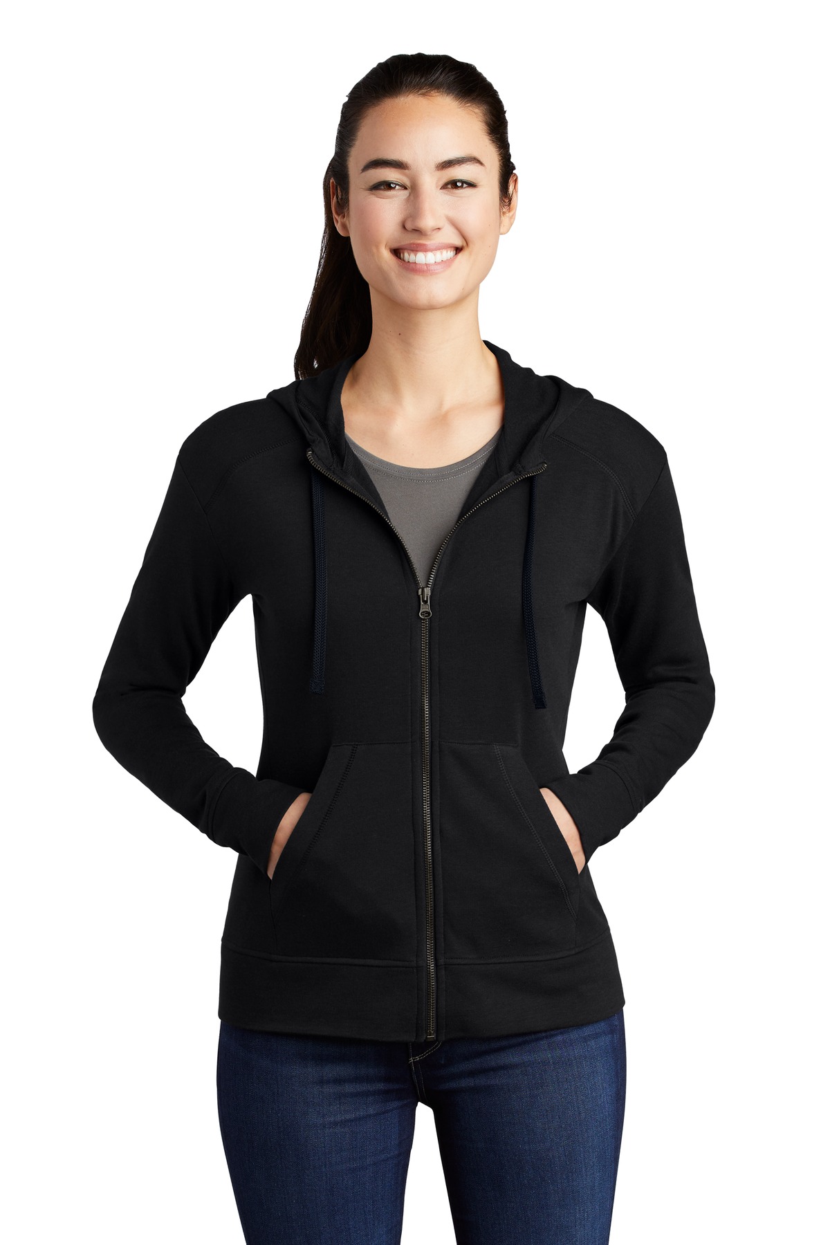 Sport-Tek  ®  Ladies PosiCharge  ®  Tri-Blend Wicking Fleece Full-Zip Hooded Jacket LST293