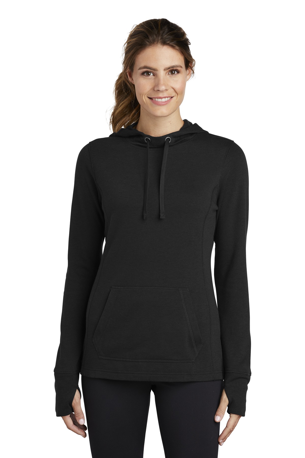 Sport-Tek  ®  Ladies PosiCharge  ®  Tri-Blend Wicking Fleece Hooded Pullover. LST296