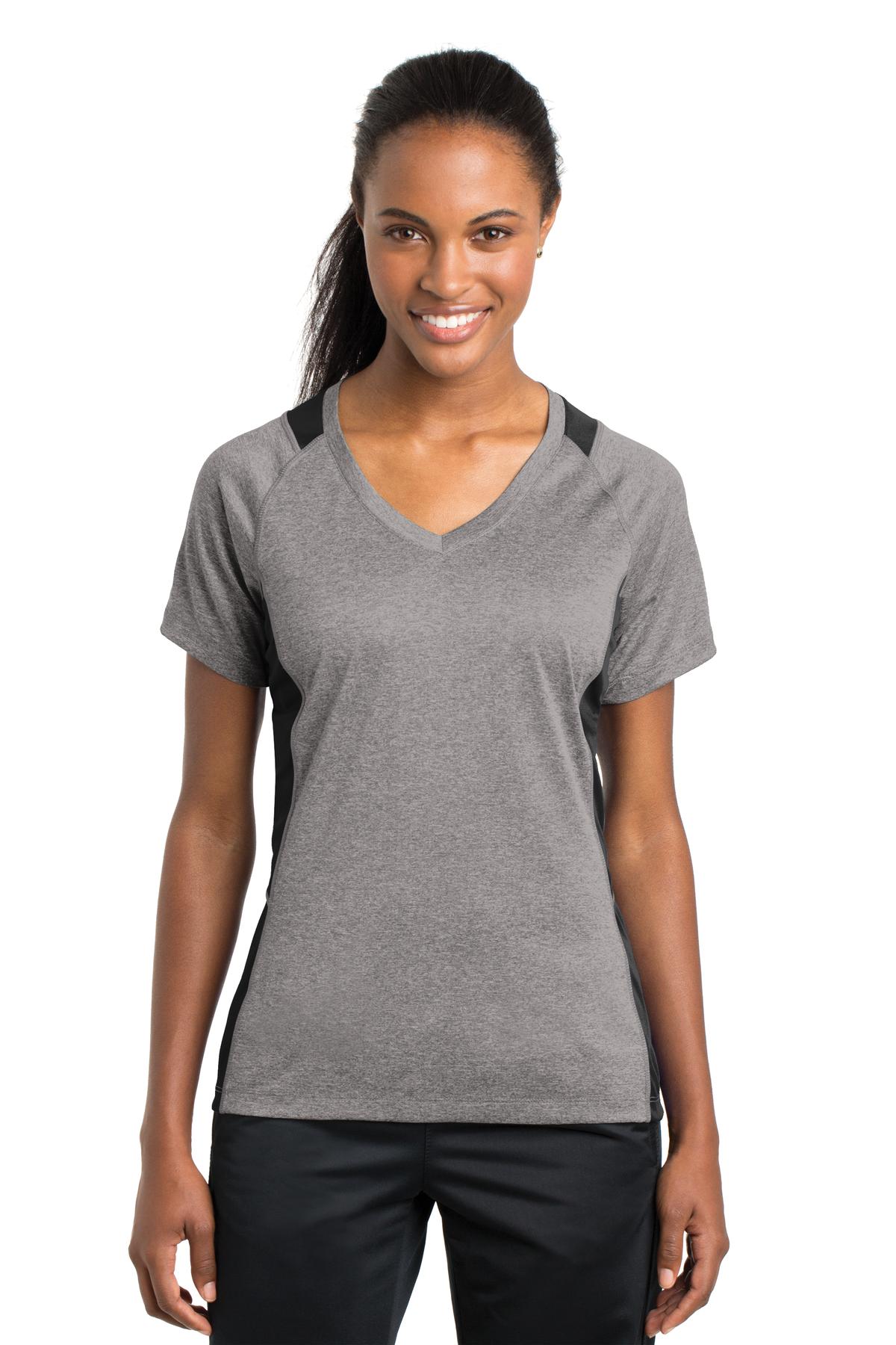 Sport-Tek ®  Ladies Heather Colorblock Contender ™  V-Neck Tee. LST361