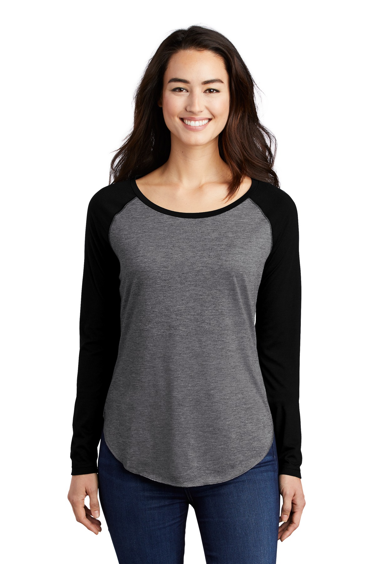 Sport-Tek  ®  Ladies PosiCharge  ®  Long Sleeve Tri-Blend Wicking Scoop Neck Raglan Tee LST400LS