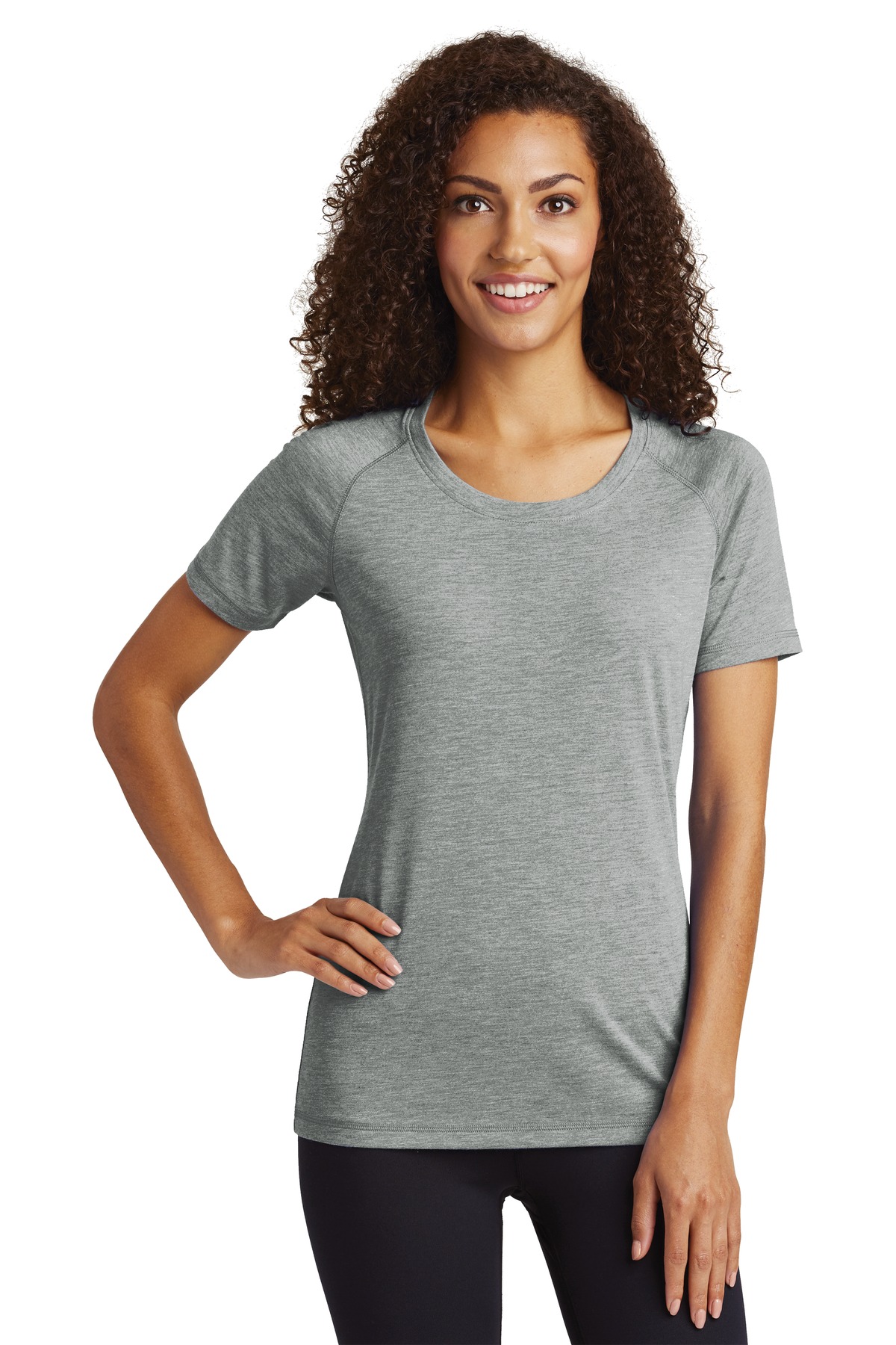 Sport-Tek  ®  Ladies PosiCharge  ®  Tri-Blend Wicking Scoop Neck Raglan Tee. LST400