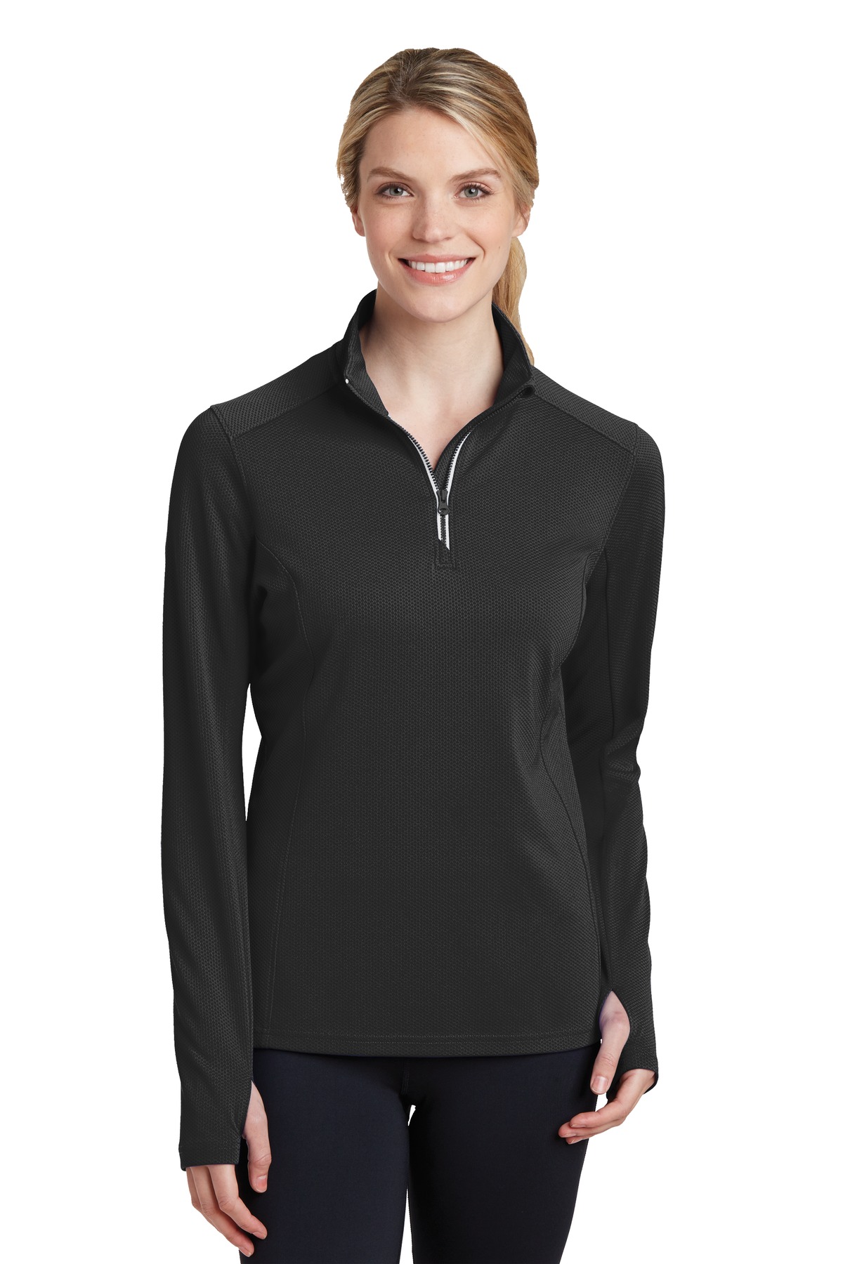 Sport-Tek ®  Ladies Sport-Wick ®  Textured 1/4-Zip Pullover.  LST860