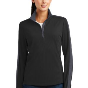 Sport-Tek ®  Ladies Sport-Wick ®  Textured Colorblock 1/4-Zip Pullover. LST861