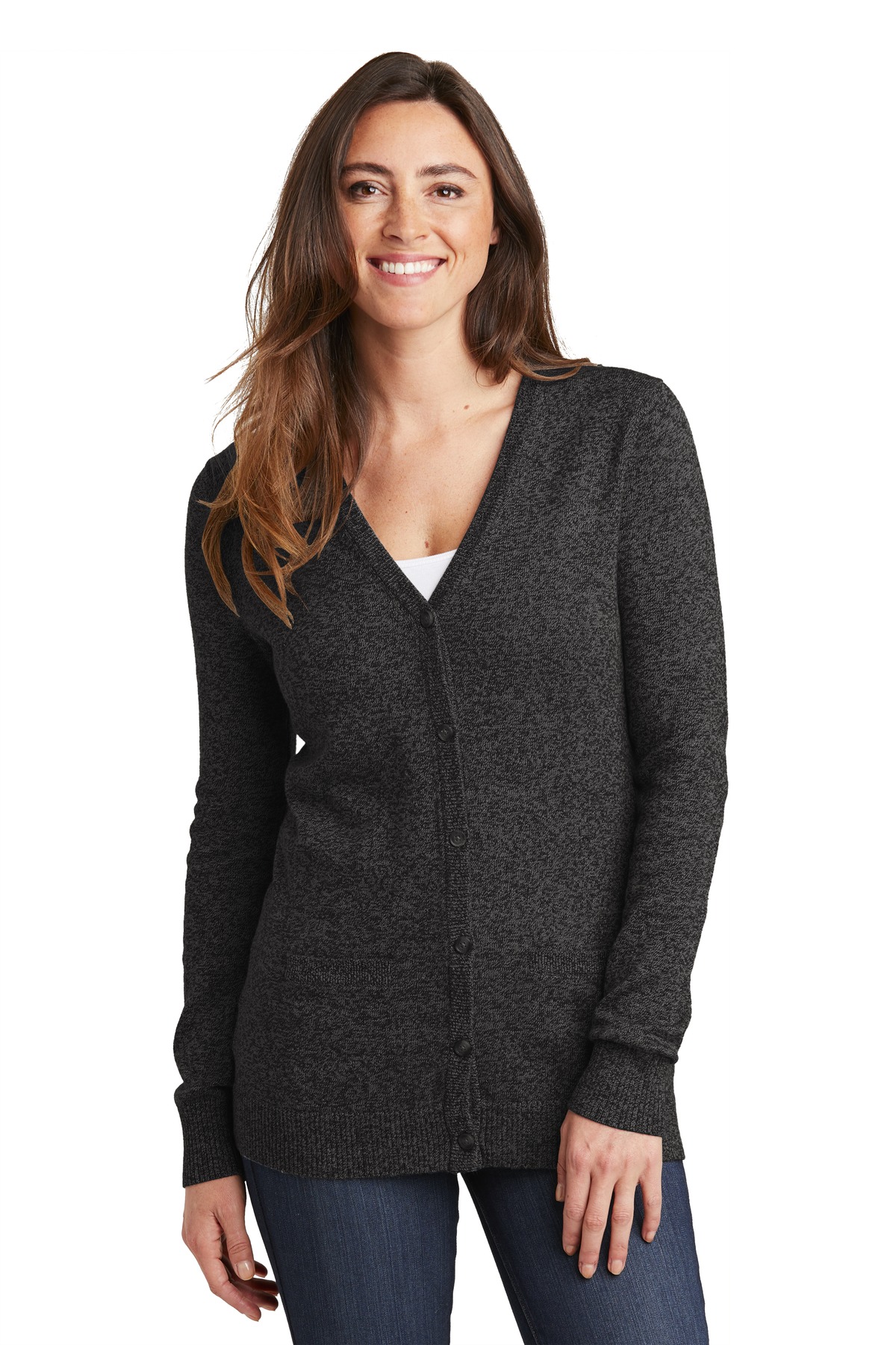 Port Authority  ®  Ladies Marled Cardigan Sweater. LSW415