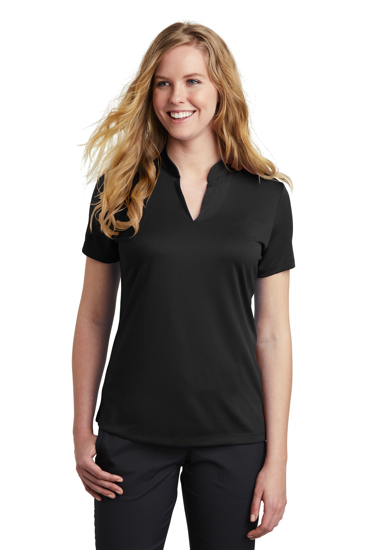 Nike Ladies Dri-FIT Hex Textured V-Neck Top. NKAA1848