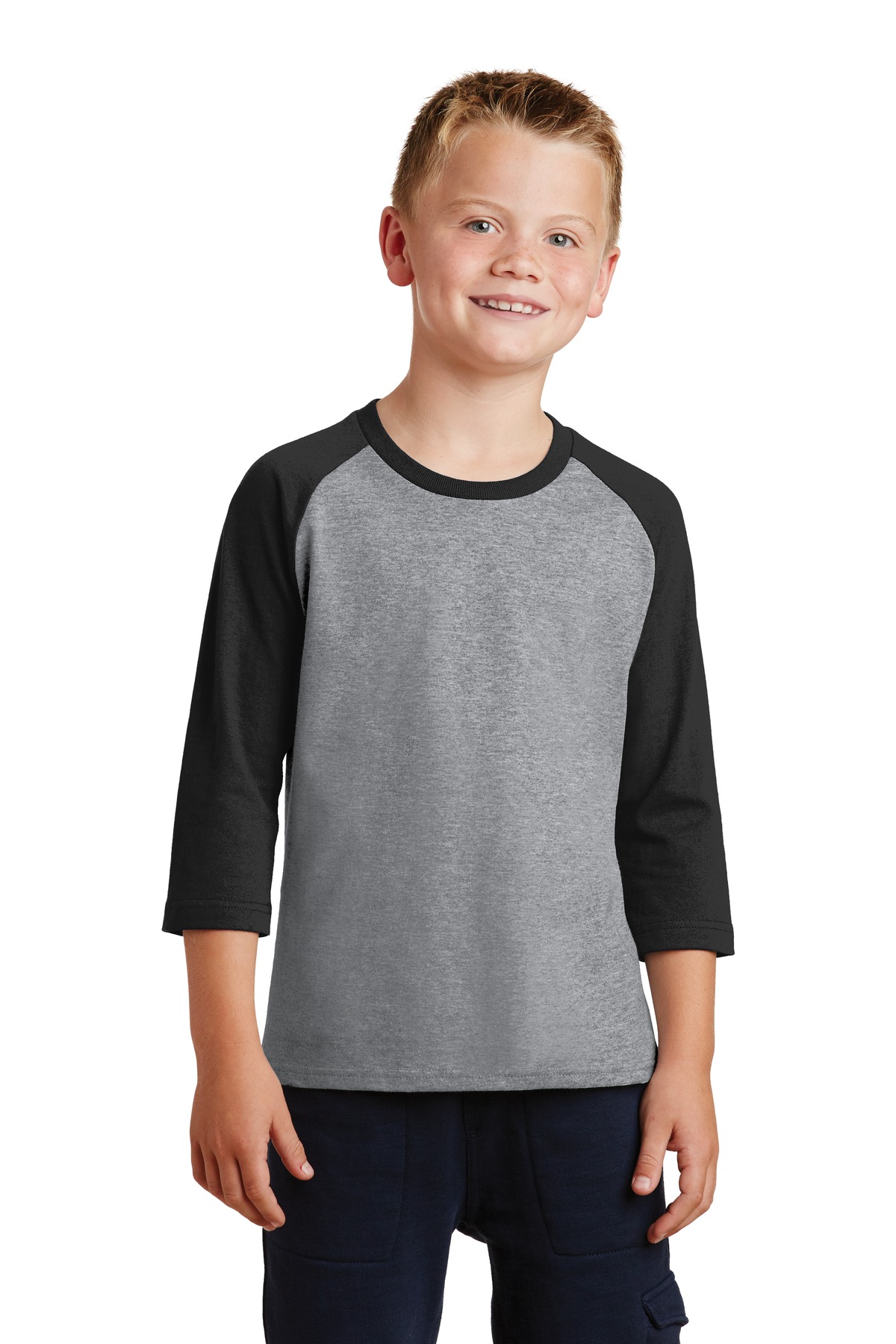 Port & Company ®  Youth Core Blend 3/4-Sleeve Raglan Tee. PC55YRS