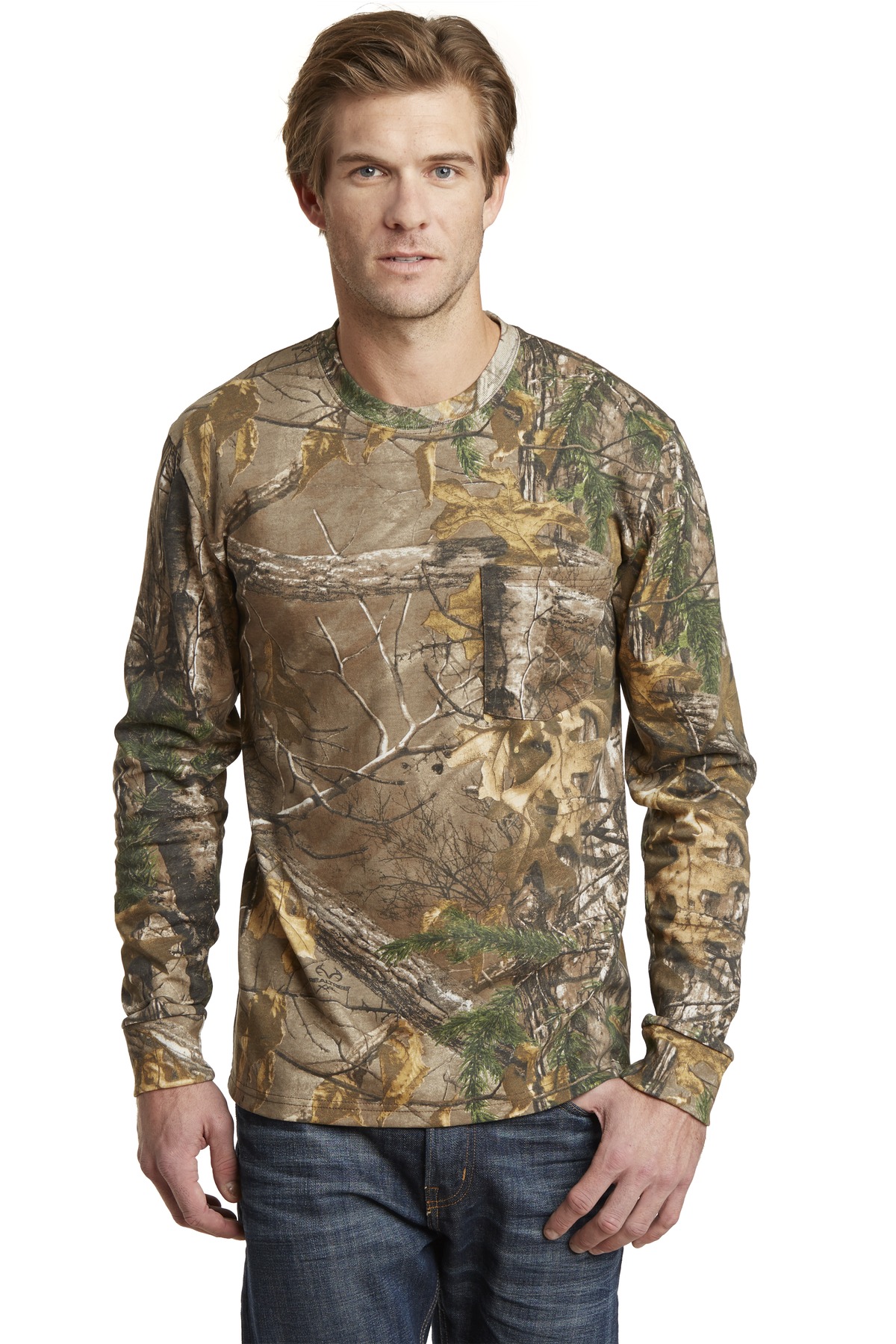 Russell Outdoors ™  Realtree ®  Long Sleeve Explorer 100% Cotton T-Shirt with Pocket. S020R