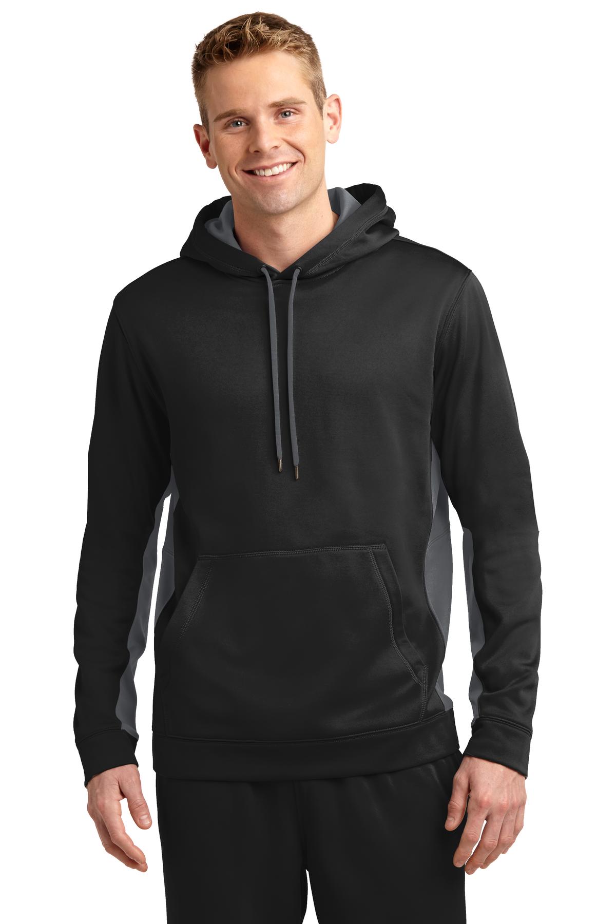 Sport-Tek ®  Sport-Wick ®  Fleece Colorblock Hooded Pullover. ST235