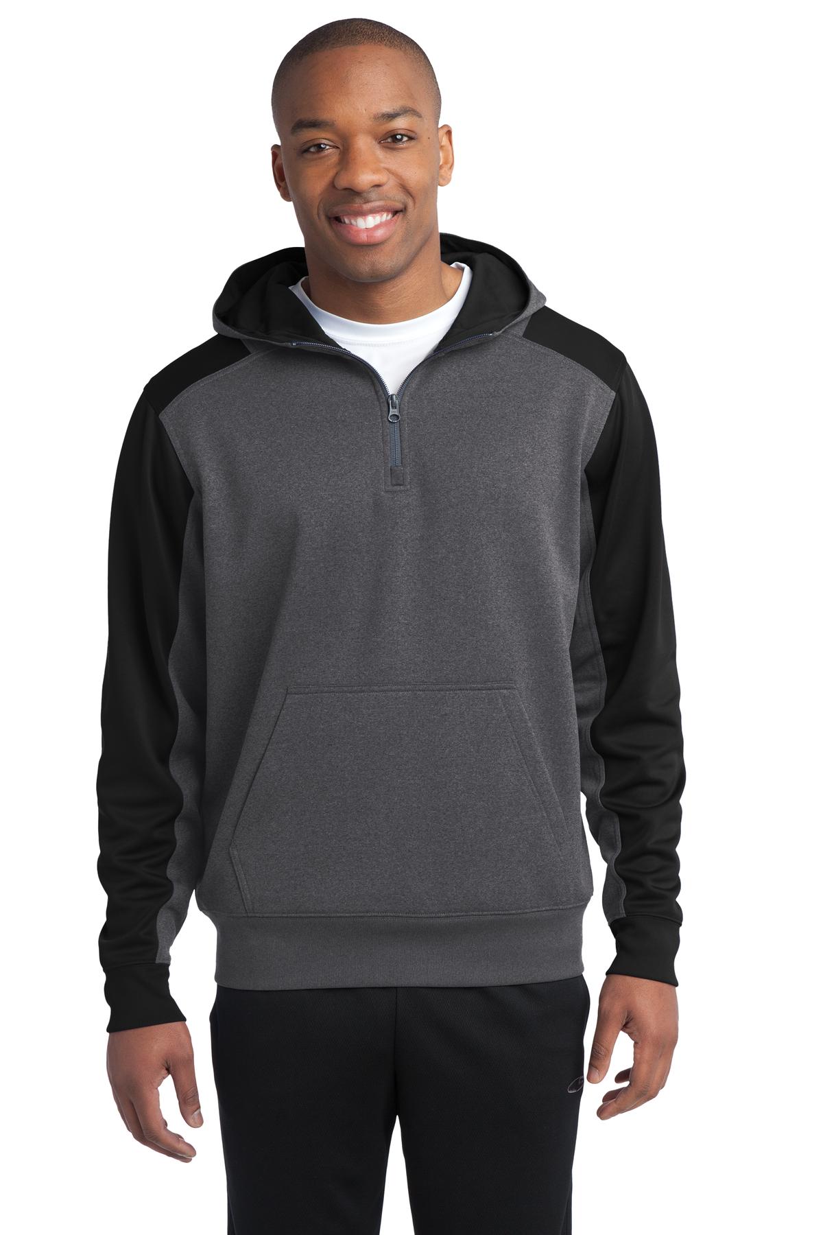 Sport-Tek ®   Tech Fleece Colorblock 1/4-Zip Hooded Sweatshirt. ST249