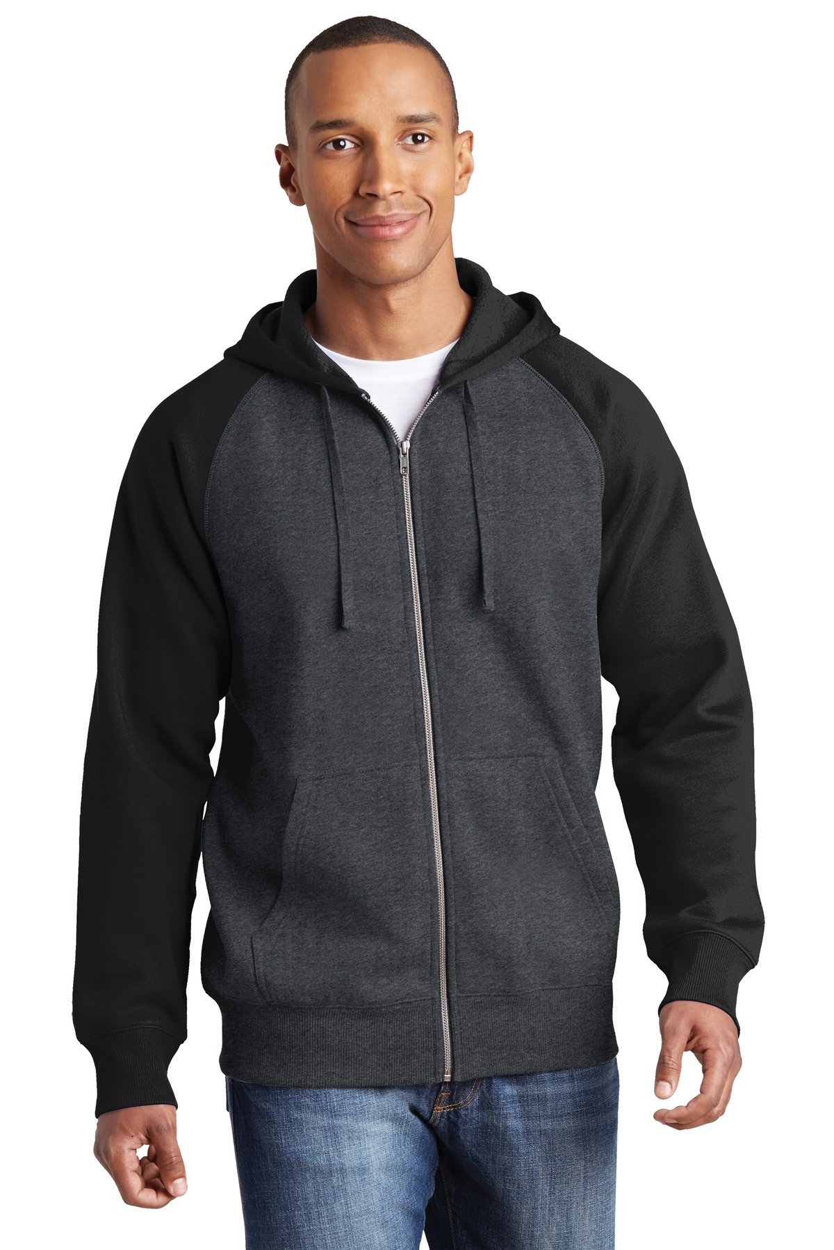 Sport-Tek ®  Raglan Colorblock Full-Zip Hooded Fleece Jacket.  ST269