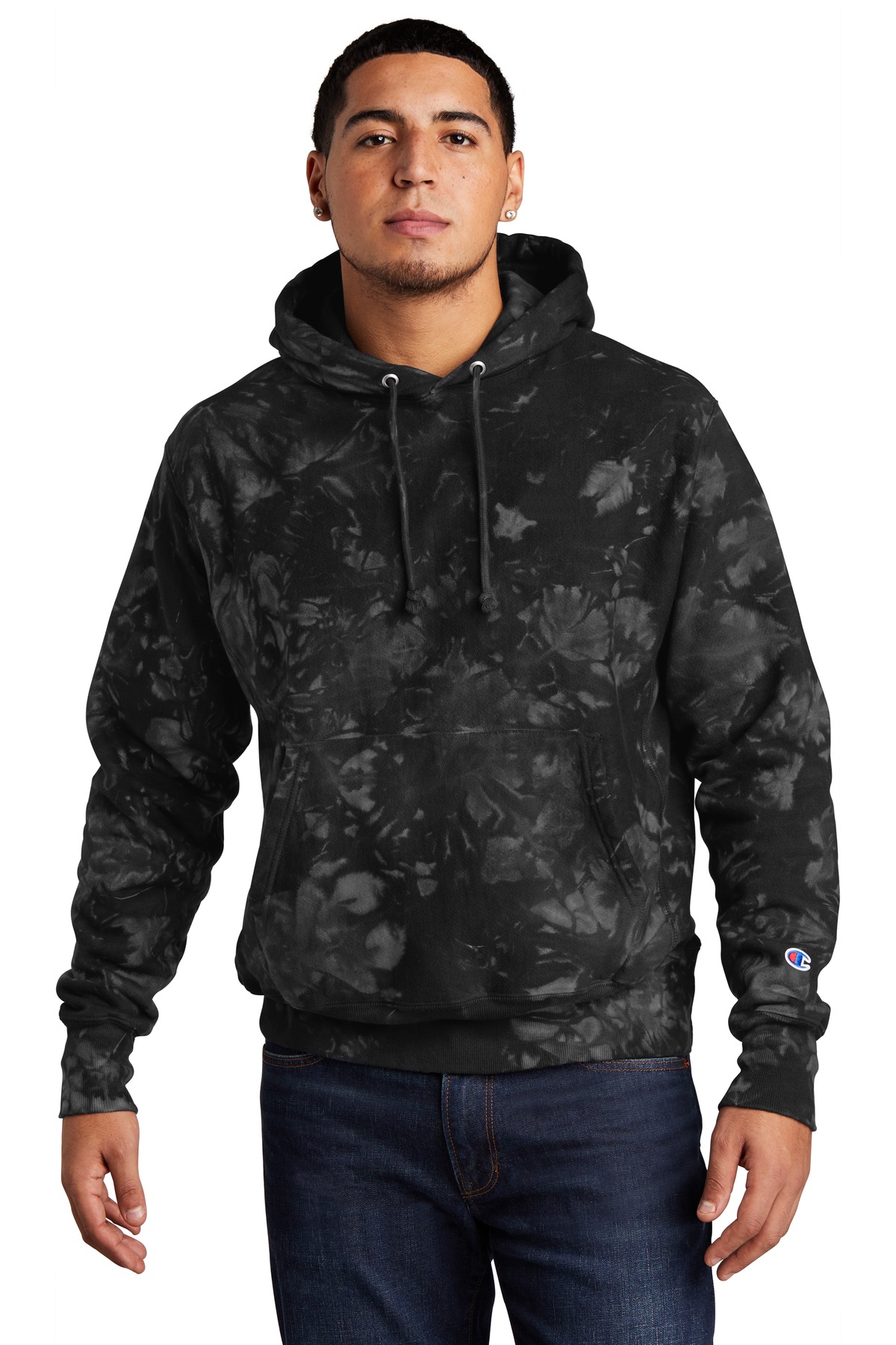 Champion  ®  Reverse Weave  ®  Scrunch-Dye Tie-Dye Hooded Sweatshirt. TDS101