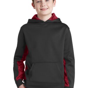 Sport-Tek ®  Youth Sport-Wick ®  CamoHex Fleece Colorblock Hooded Pullover.  YST239
