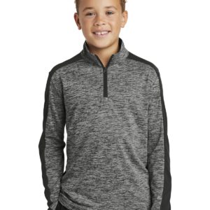 Sport-Tek  ®  Youth PosiCharge  ®  Electric Heather Colorblock 1/4-Zip Pullover. YST397