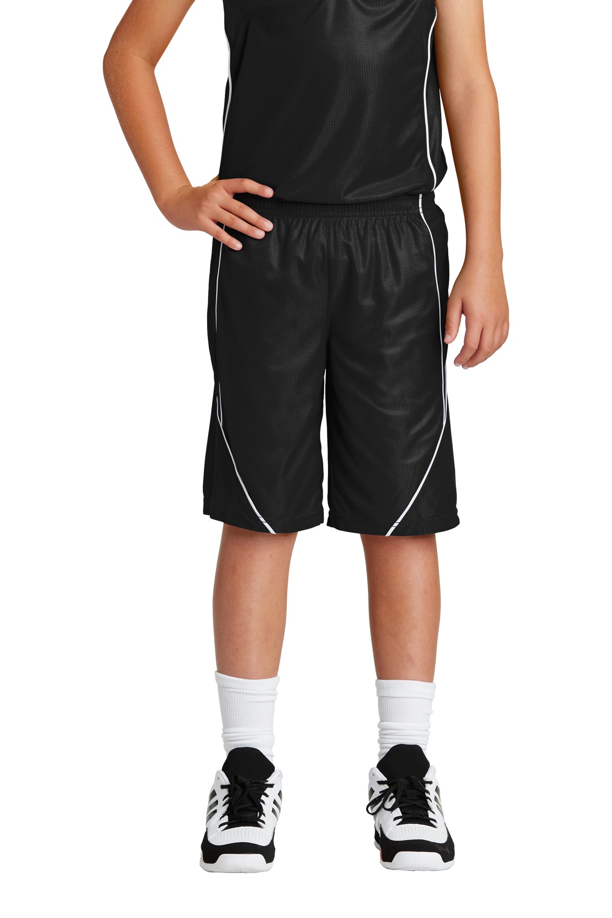 Sport-Tek ®  Youth PosiCharge ®  Mesh Reversible Spliced Short. YT565